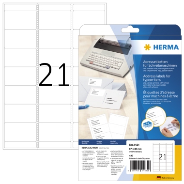 HERMA Adressetikett 4431 67x38mm weiß 420 Stück