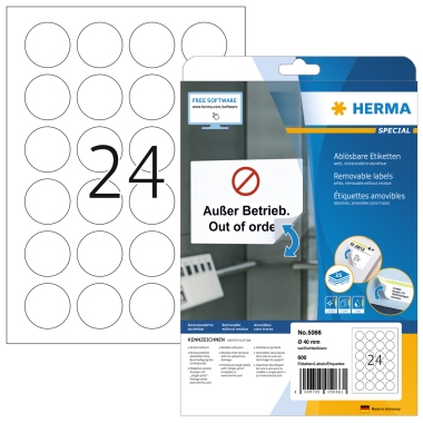 HERMA Etikett Special 5066 40mm rund weiß 600 Stück