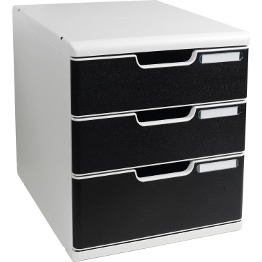 EXACOMPTA Schubladenbox Modulo System 2 A4/325014D, lichtgrau/schwarz, DIN A4+