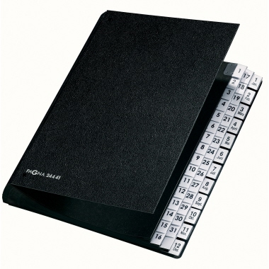 PAGNA Pultordner 24441-04 DIN A4 1-31/1-12 44Fächer Hartpappe schwarz