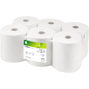 Satino Handtuchrollen Comfort 317940 Recycling 2-lagig 20,5cm x 150 m hochweiß 6 Stück
