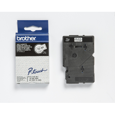 P-touch Schriftbandkassette TC101 12mmx7,7m laminiert schwarz auf fl