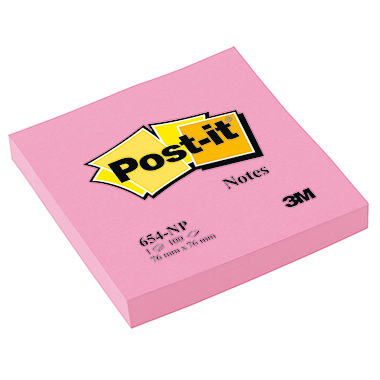 Post-it Haftnotiz Neon Notes 654NPI 76x76mm 100 Blatt neonpink