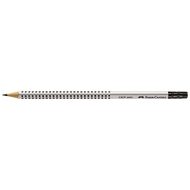 Faber-Castell Bleistift GRIP 2001 117201 mit Radierer B silbergrau