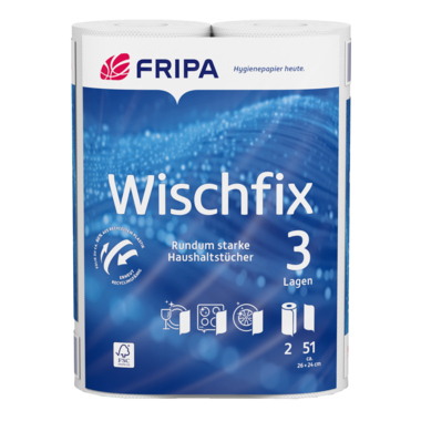Fripa Küchenrolle Wischfix 3012011 3-lagig weiß 2 Stück