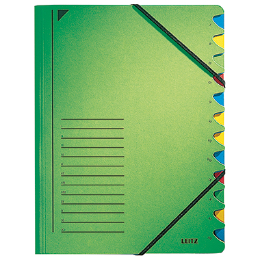 Leitz Ordnungsmappe 39120055 DIN A4 12Fächer farbig Karton grün