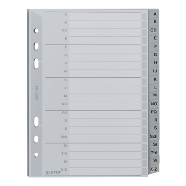 Leitz Register 12650000 A-Z DIN A5 16,5x21cm 20Bl. PP grau