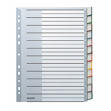 Leitz Register 12740000 blanko DIN A4 12teilig PP grau