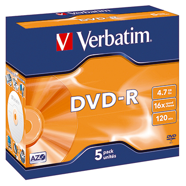 Verbatim DVD-R 43519 16x 4,7GB 120Min. Jewelcase 5 Stück