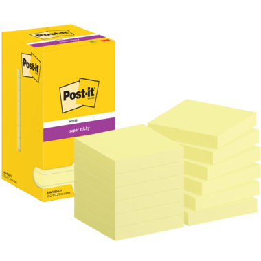 Post-it Haftnotiz 654-12SS-CY 76x76mm 90Bl gelb 12 Stück