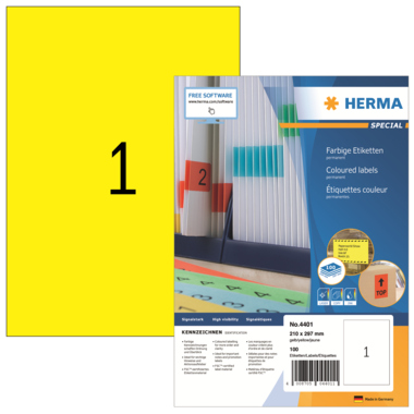 HERMA Etikett SPECIAL 4401 210x297mm gelb 100 Stück