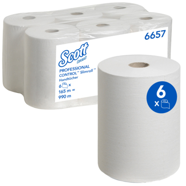Scott Handtuchrollen Slimroll 6657 1-lagig 20cmx165m weiß 6 Stück