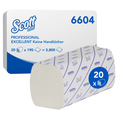 Scott Papierhandtücher Excellent 6604 Z/Z-Falz 2-lagig weiß 20x190 Blatt