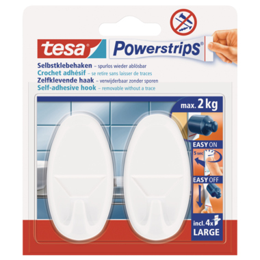 tesa Klebehaken Powerstrips 58013-00049 oval weiß 2 Stück