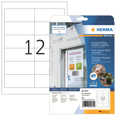 HERMA Folienetikett 4574 97x42,3mm weiß 240 Stück