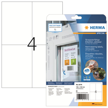 HERMA Folienetikett 4576 105x148mm weiß 80 Stück