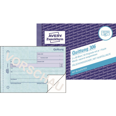 Avery Zweckform Quittung 306 DIN A6 quer 2x50Blatt