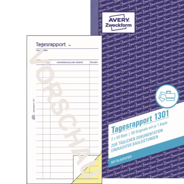 Avery Zweckform Bautagesbericht 1301 105x200 gelb 2x50Blatt