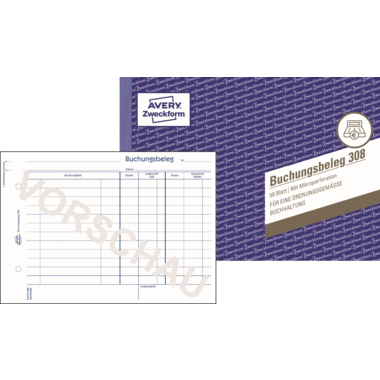 Avery Zweckform Buchungsbeleg 308 DIN A5 quer 50Blatt