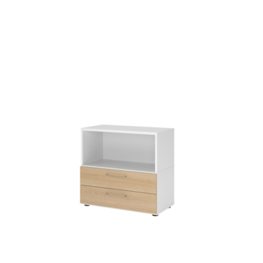 Hammerbacher Regal FlexWall 2Schübe 2OH weiß/eiche