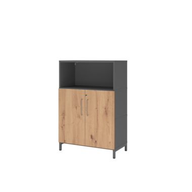 Hammerbacher Regal FlexWall Türen 3OH Sockel graphit/asteiche