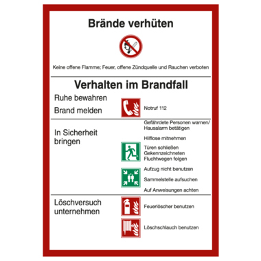 Marahrens Hinweisschild Brände verhüten K160.02.208 DIN14096
