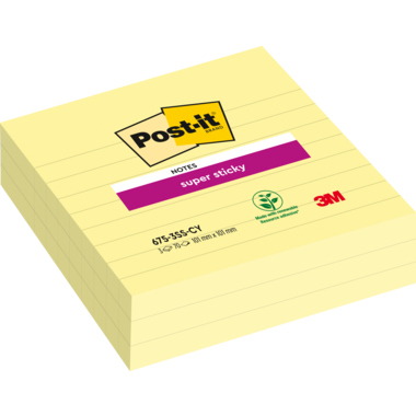 Haftnotiz Post-it Super Sticky 675-3SCY 101x101mm lin. gelb 3 St.