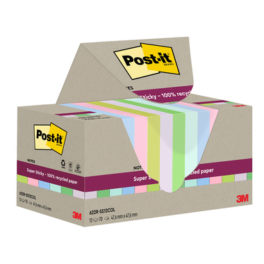 Post-it Haftnotiz Super Sticky Recycling 622 RSS12COL fb 12 St