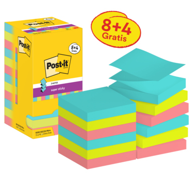 Post-it Haftnotiz Super Sticky R330-SSCOS-P8+4 76x76mm 90Bl 12 St.