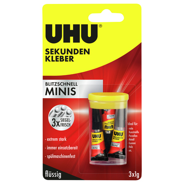 UHU Sekundenkleber blitzschnell MINIS 45415 1g 3 Stück