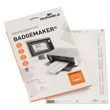 DURABLE Einsteckschild 142302 30x65mm weiß 360 Stück