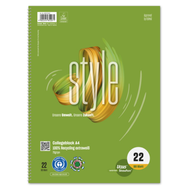 Staufen Collegeblock Green 608570020 DIN A4 70g kar. weiß 80Bl