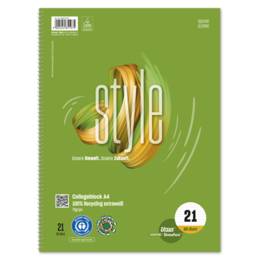 Staufen Collegeblock Green 608570010 DIN A4 70g lin. weiß 80Bl