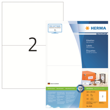 HERMA Etikett PREMIUM 4628 210x148mm weiß 400 Stück