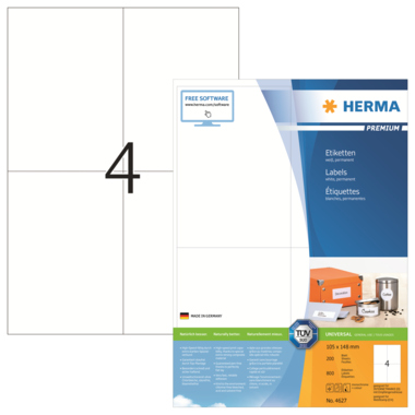 HERMA Etikett PREMIUM 4627 105x148mm weiß 800 Stück