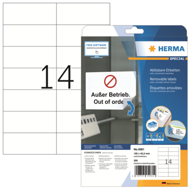 HERMA Etikett Movables 5081 105x42,3mm weiß 350 Stück