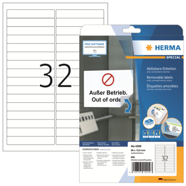 HERMA Etikett Movables 4209 96x16,9mm weiß 800 Stück