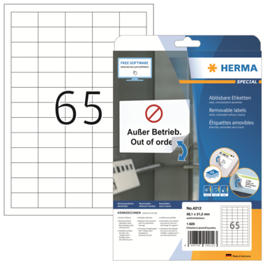HERMA Etikett Movables 4212 38,1x21,2mm weiß 1.625 Stück