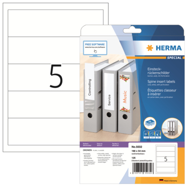 HERMA Ordnerrückenschild Special 5032 breit/kurz weiß 125 Stück