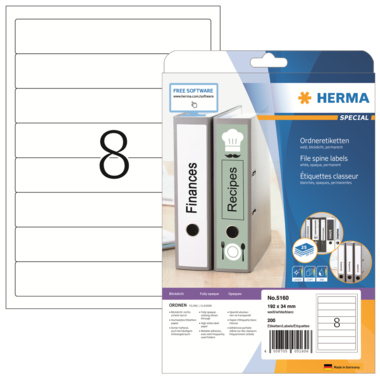 HERMA Ordneretikett 5160 schmal/kurz weiß 200 Stück