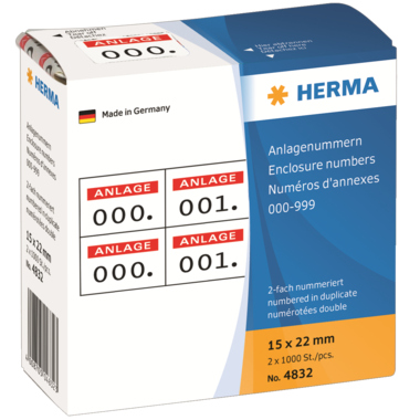 HERMA Anlagenummer 4832 15x22mm rot 1.000 Stück