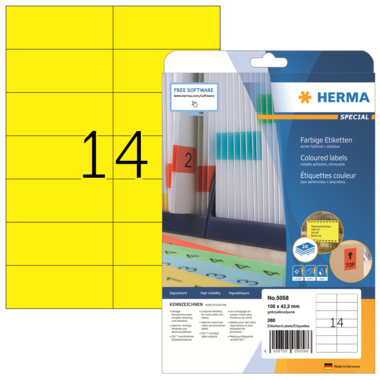 HERMA Etikett SPECIAL 5058 105x42,3mm gelb 280 Stück