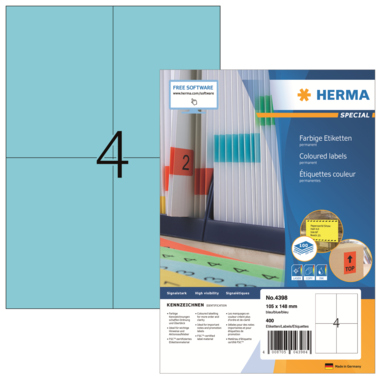 HERMA Etikett SPECIAL 4398 105x148mm blau 400 Stück