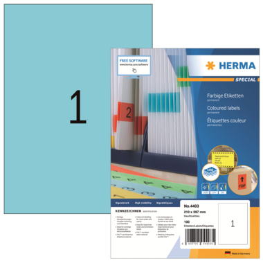 HERMA Etikett SPECIAL 4403 210x297mm blau 100 Stück