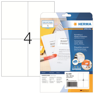HERMA Etikett 4229 105x148mm A4 weiß 100 Stück