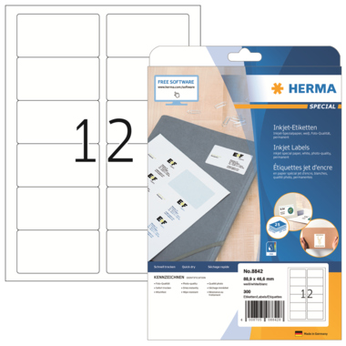 HERMA Adressetikett 8842 88,9x46,6mm matt weiß 300 Stück