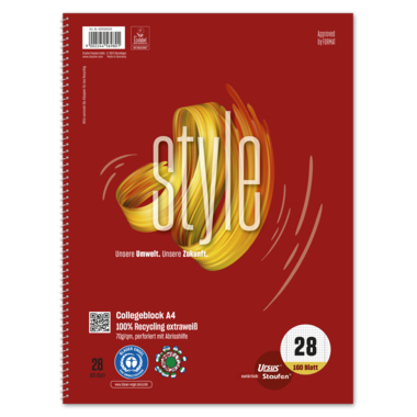 Staufen Collegeblock Green 608590028 DIN A4 70g kar./Rnd 160Bl