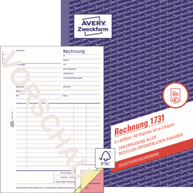Avery Zweckform Rechnung 1731 DIN A5 3x40Blatt