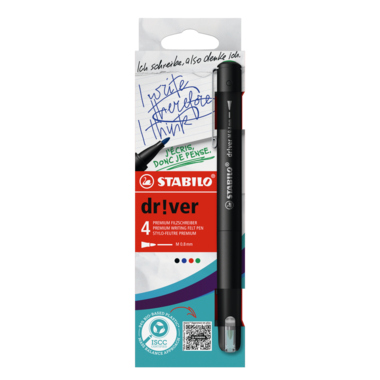 STABILO Fasermaler dr!ver EO1089/4-01 M sort 4St