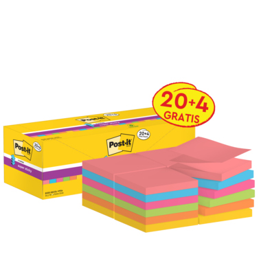 Post-it Haftnotiz R330 SSCOL VP24 76x76mm 90Bl. farbig 20+4St